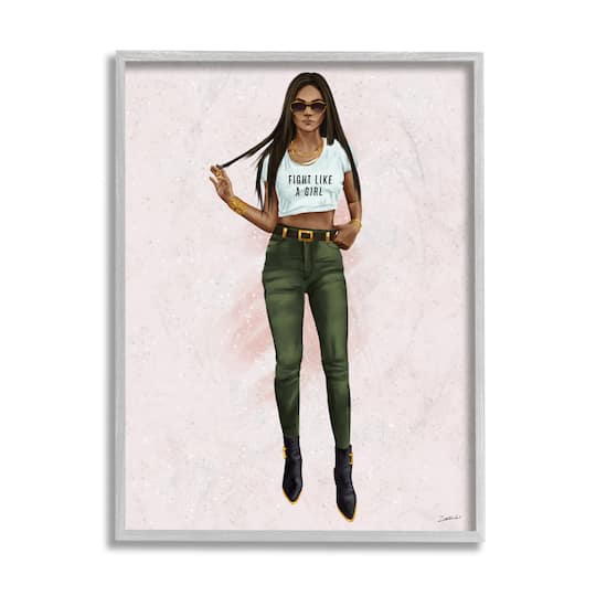 Stupell Industries Fight Like A Girl Wall Art in Gray Frame